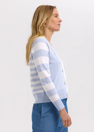 Model wearing Sky Split Cardi By Zaket & Plover Available at Beetees Nelson